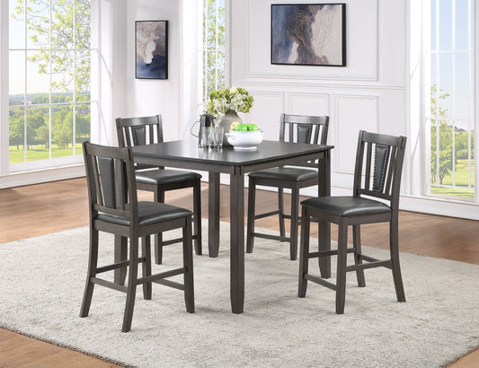 Blake 5pc Set Counter height Table  4x High Chairs - Gray