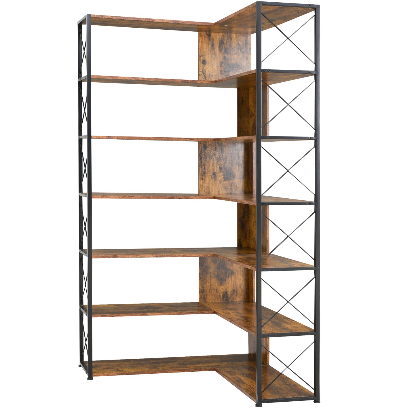 L-Shaped Corner Bookcase - Brown