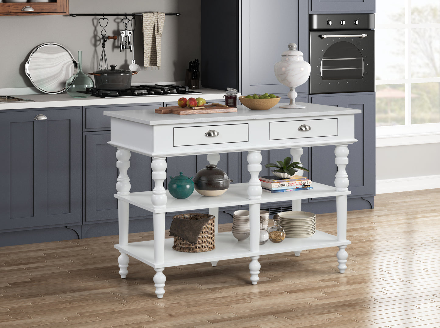 Prep-Master Kitchen Island - White