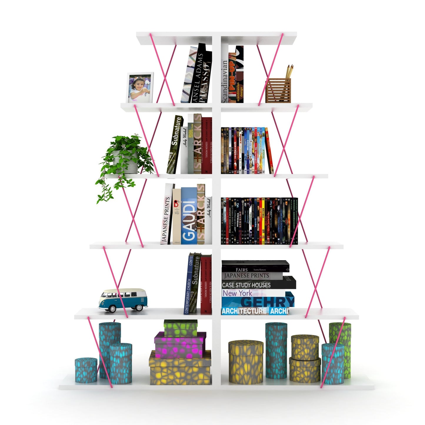 Modern Space-Saver  Ladder Bookshelf Organizer - White