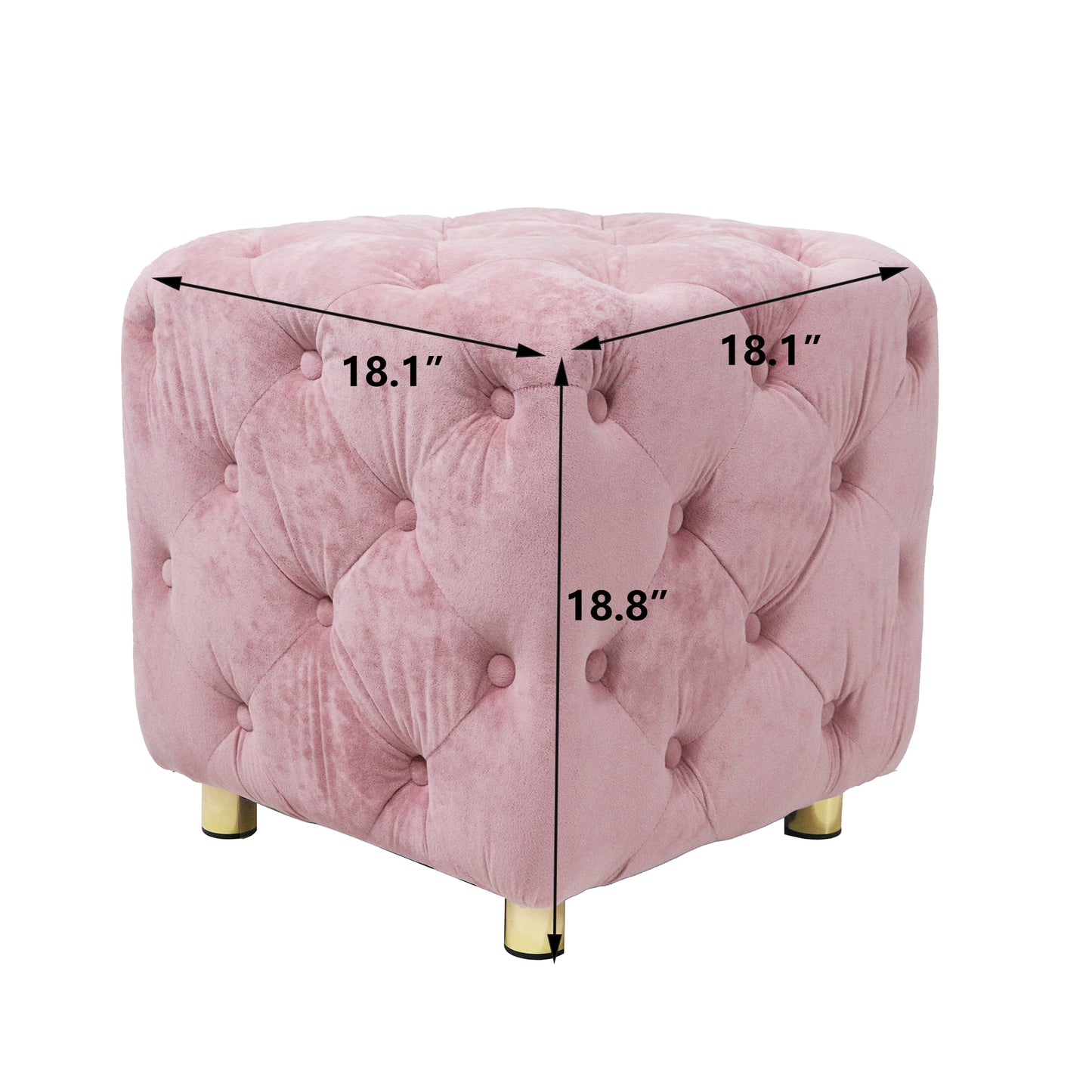 Velvet Upholstered Vanity Seat - Pink