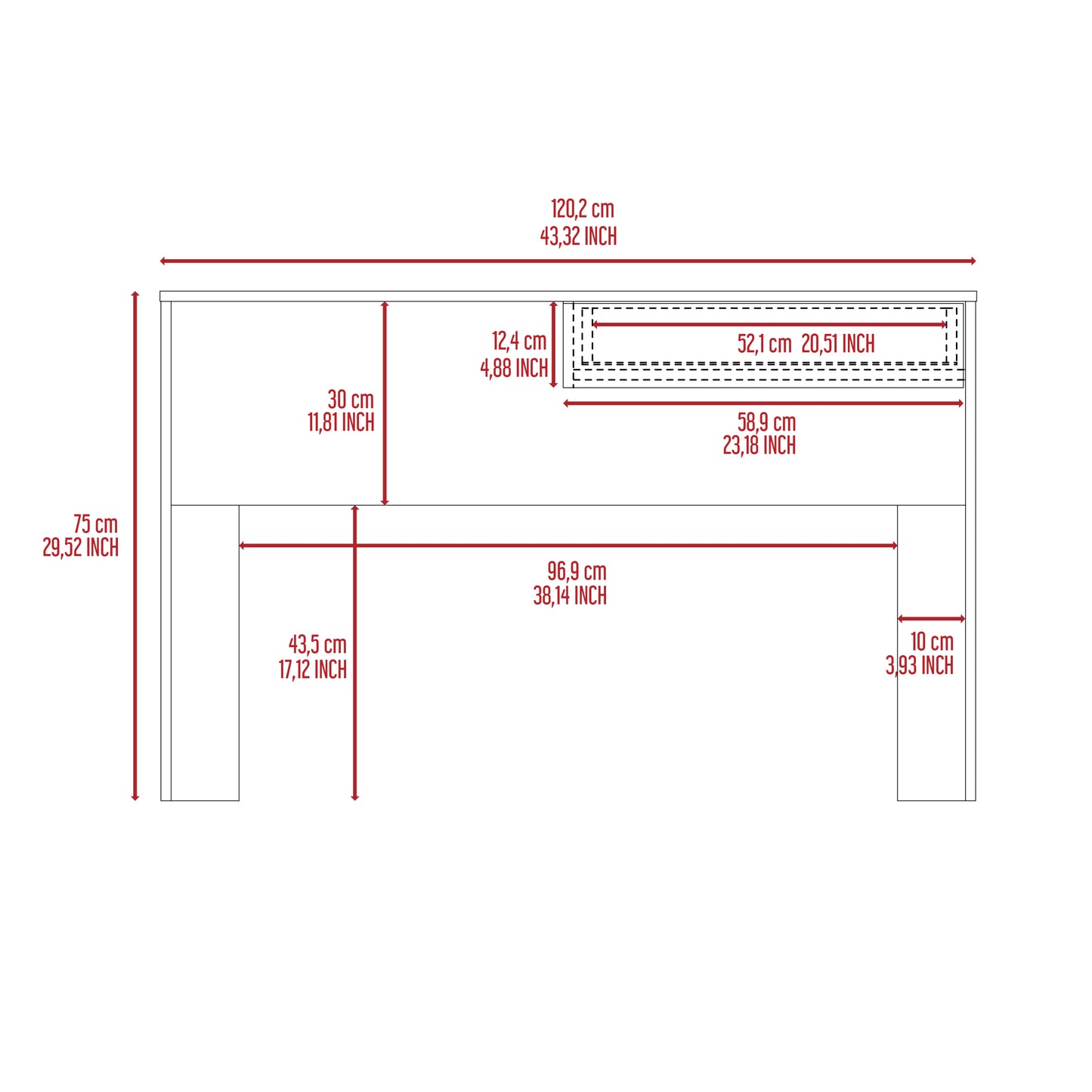 Computer Desk With one Drawer-Light Gray