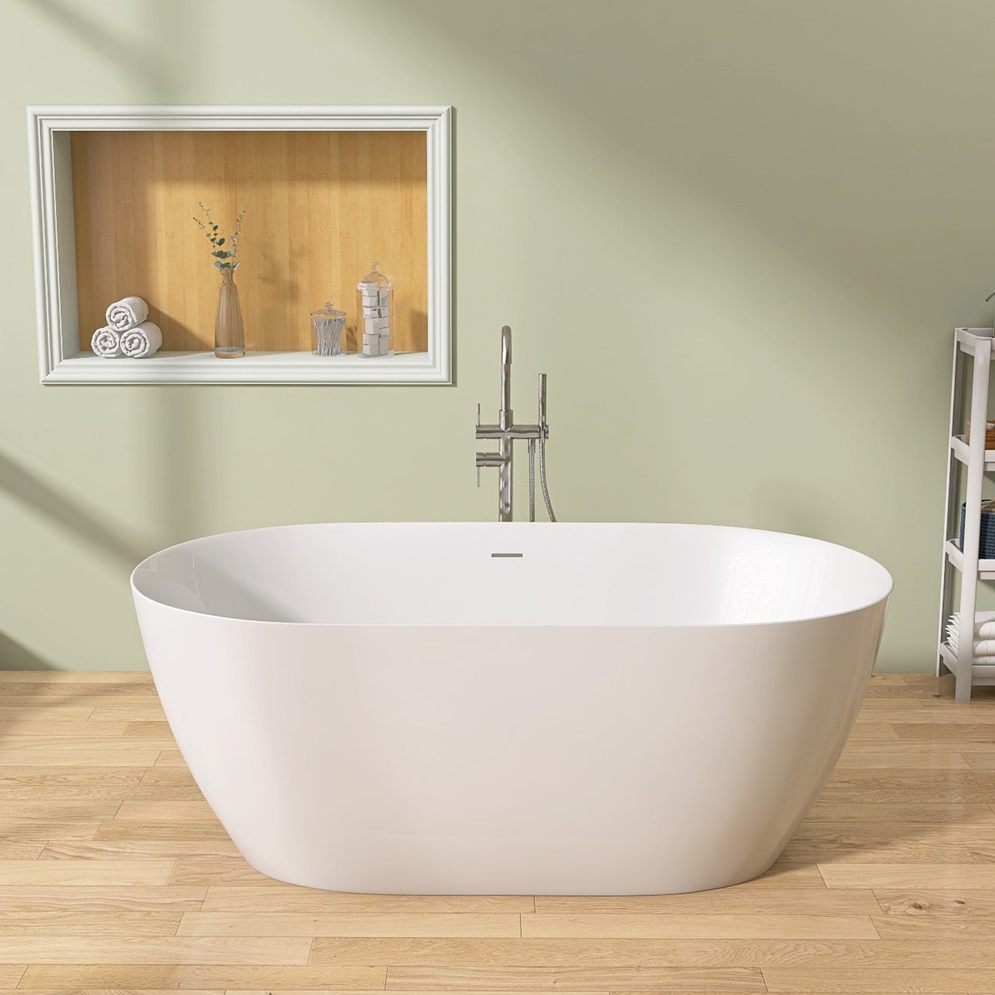 Nuvo 51" Acrylic Free Standing Oval Shape Soaking Tub - Gloss White