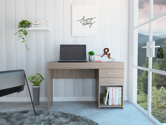 Berkeley 1-Shelf 2-Drawer Computer Desk - Light Grey