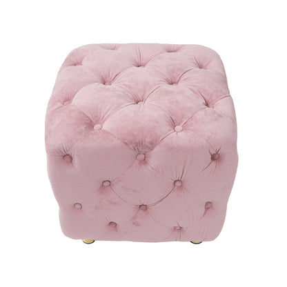 Velvet Upholstered Vanity Seat - Pink