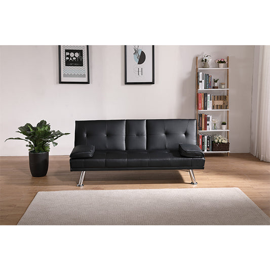 Neza Convertible Faux Leather Sofa Bed  - Black