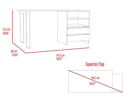 Jessy 2-Drawer 2-Shelf Writing Desk - Light Gray