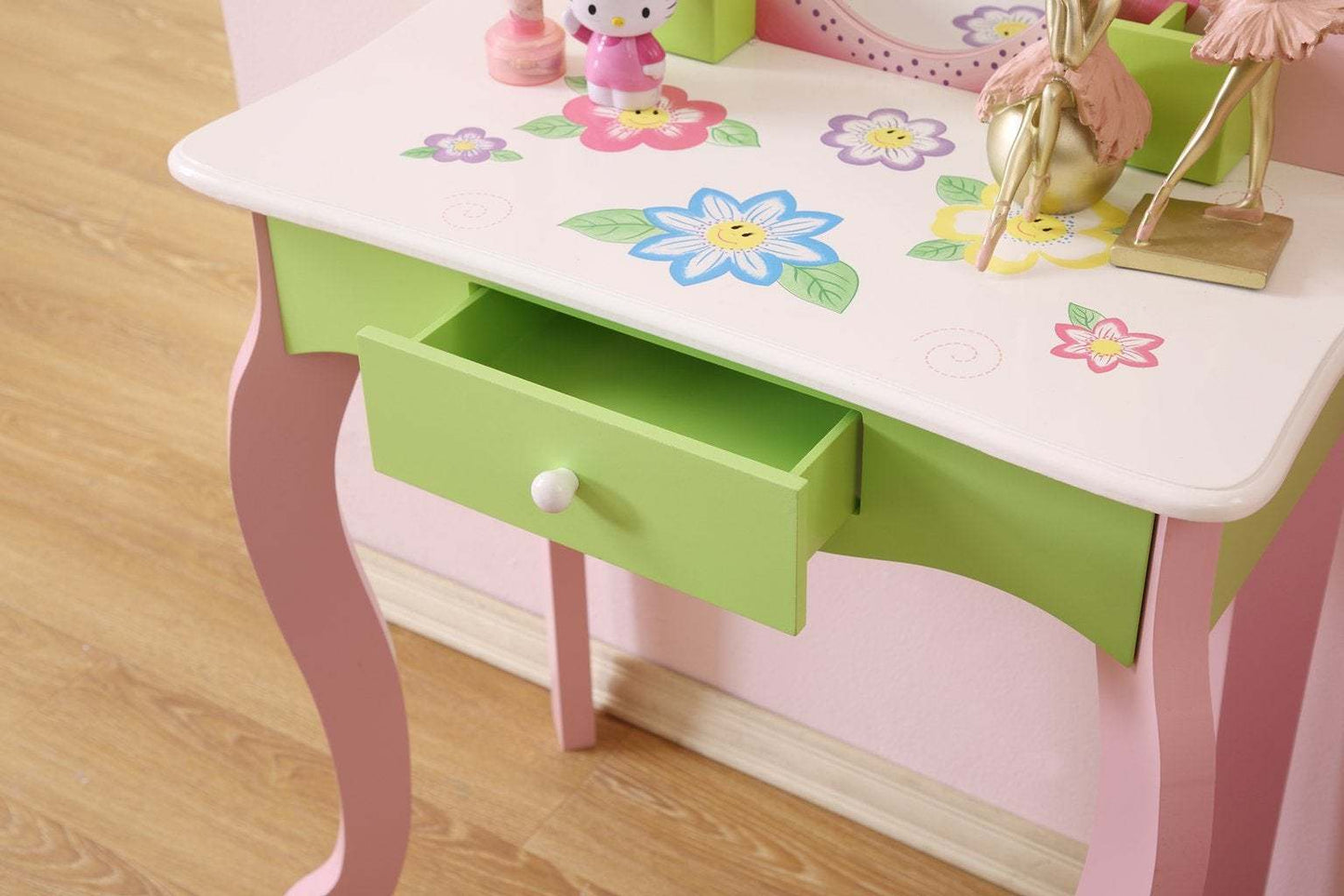 Kids Girls Flower Vanity Set with Stool