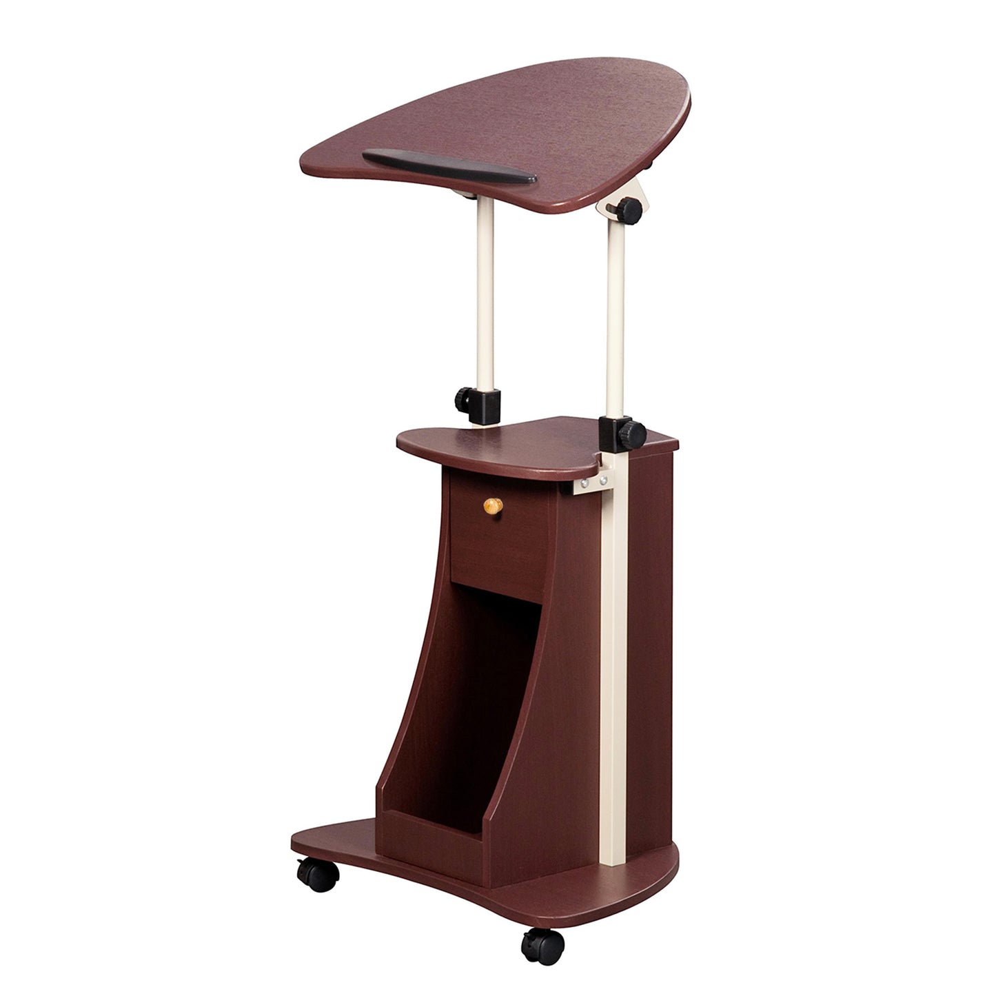 ElevateDesk Rolling Laptop Cart with Storage, Mocha Delight