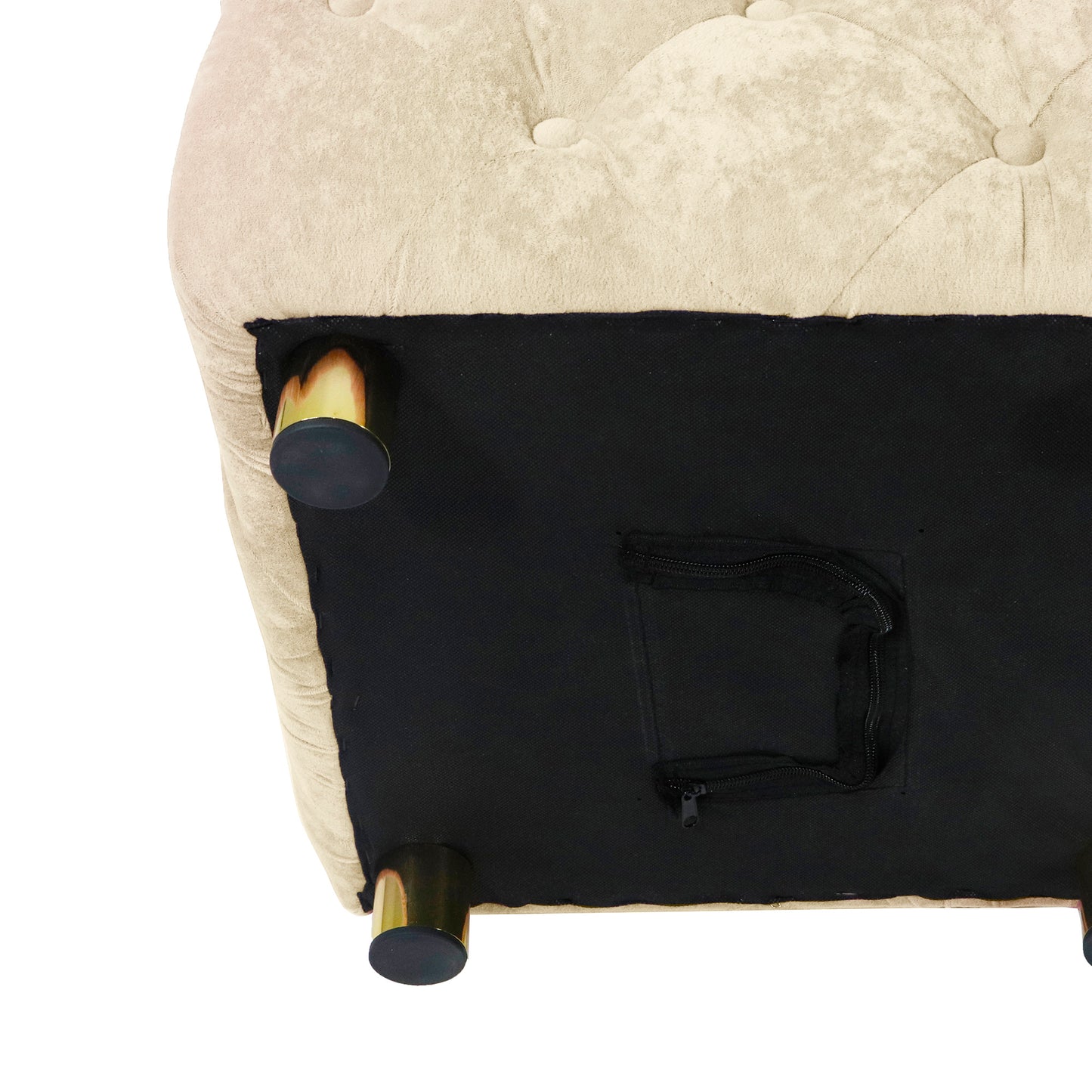 Velvet Upholstered Vanity Seat - Beige