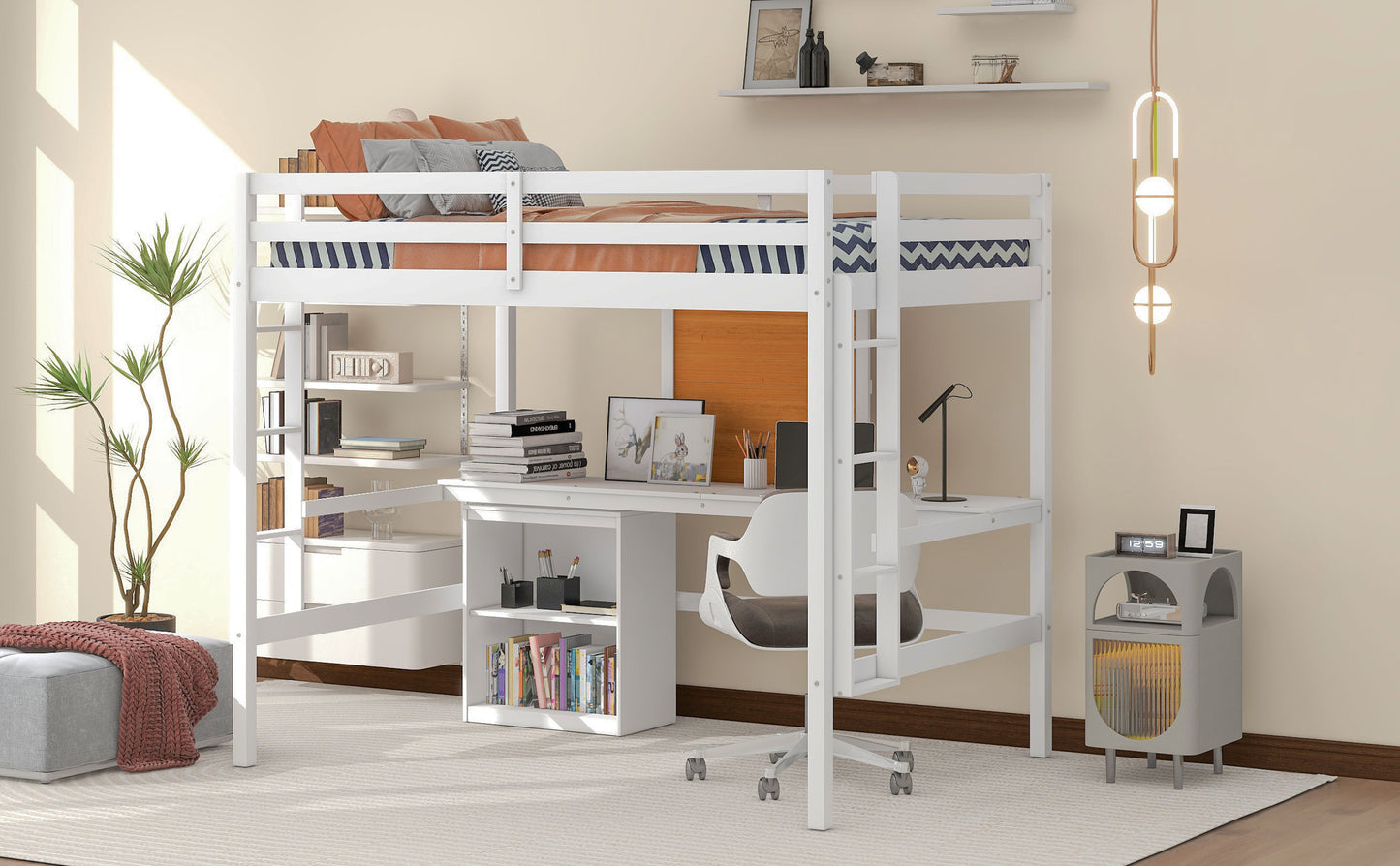 Oma Full Size Loft Bed with Desk and Storage