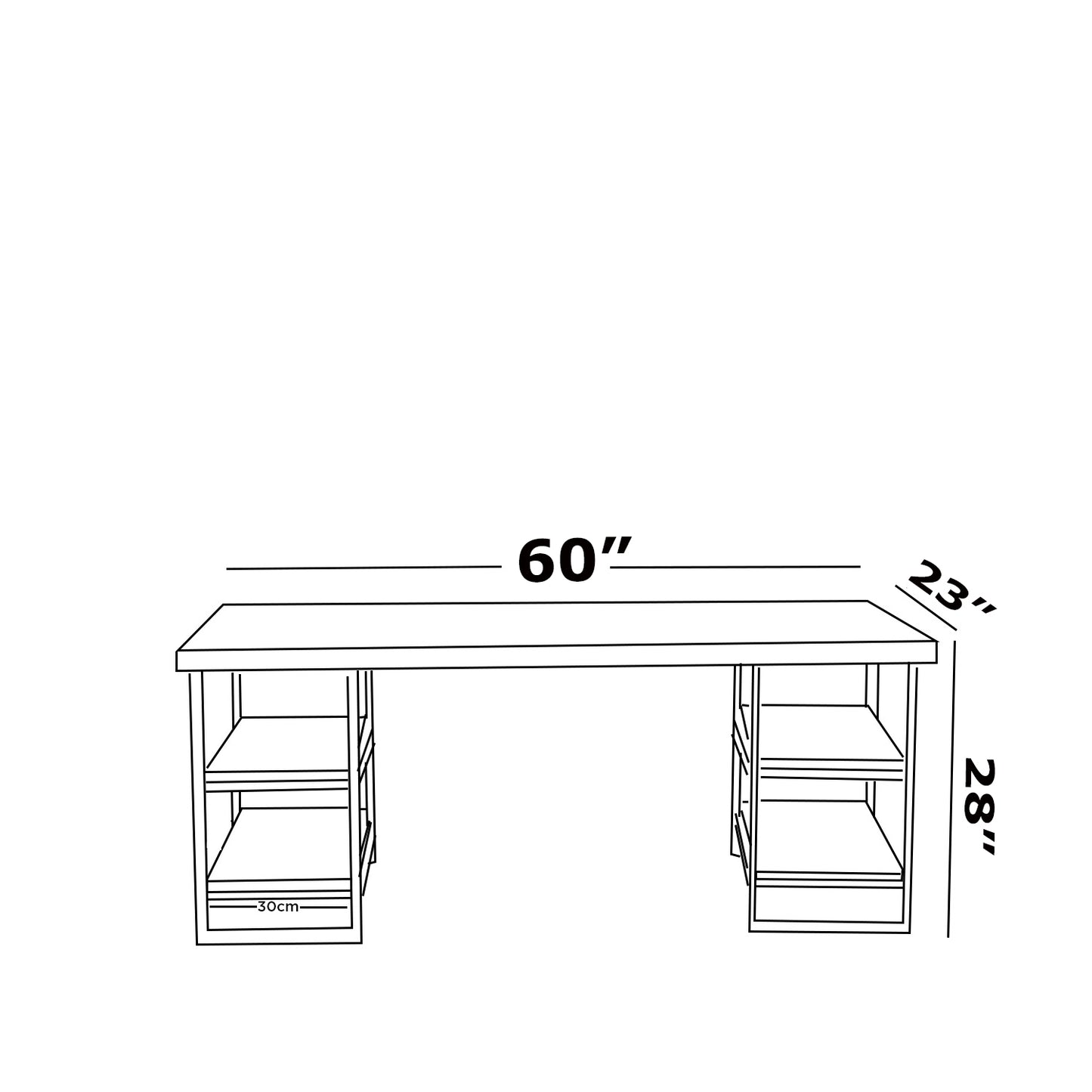 Buket Metal Frame 60" Extra Wide Wood Top Computer Desk