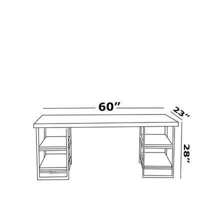 Buket Metal Frame 60" Extra Wide Wood Top Computer Desk