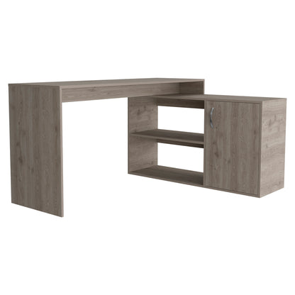 Ridley 2-Shelf L-Shaped Writing Desk -  Light Gray