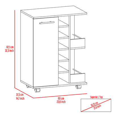 Bar Cart with Division Carbon - Light Oak