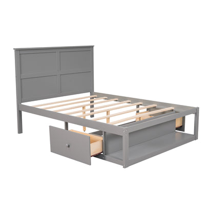 Wave Twin Size Platform Bed Frame - Gray