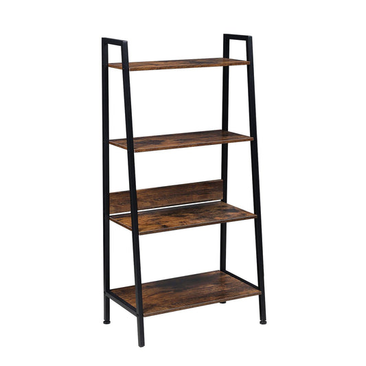 Rustic Brown 4-Tier Bookshelf Organizer