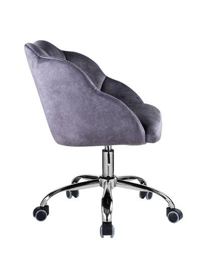 Velvet Gray Chrome Office Chair