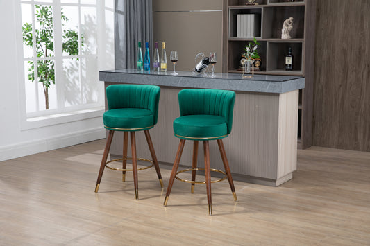 Emily  Bar Stools with Back and Footrest  - Emerald Set of 2