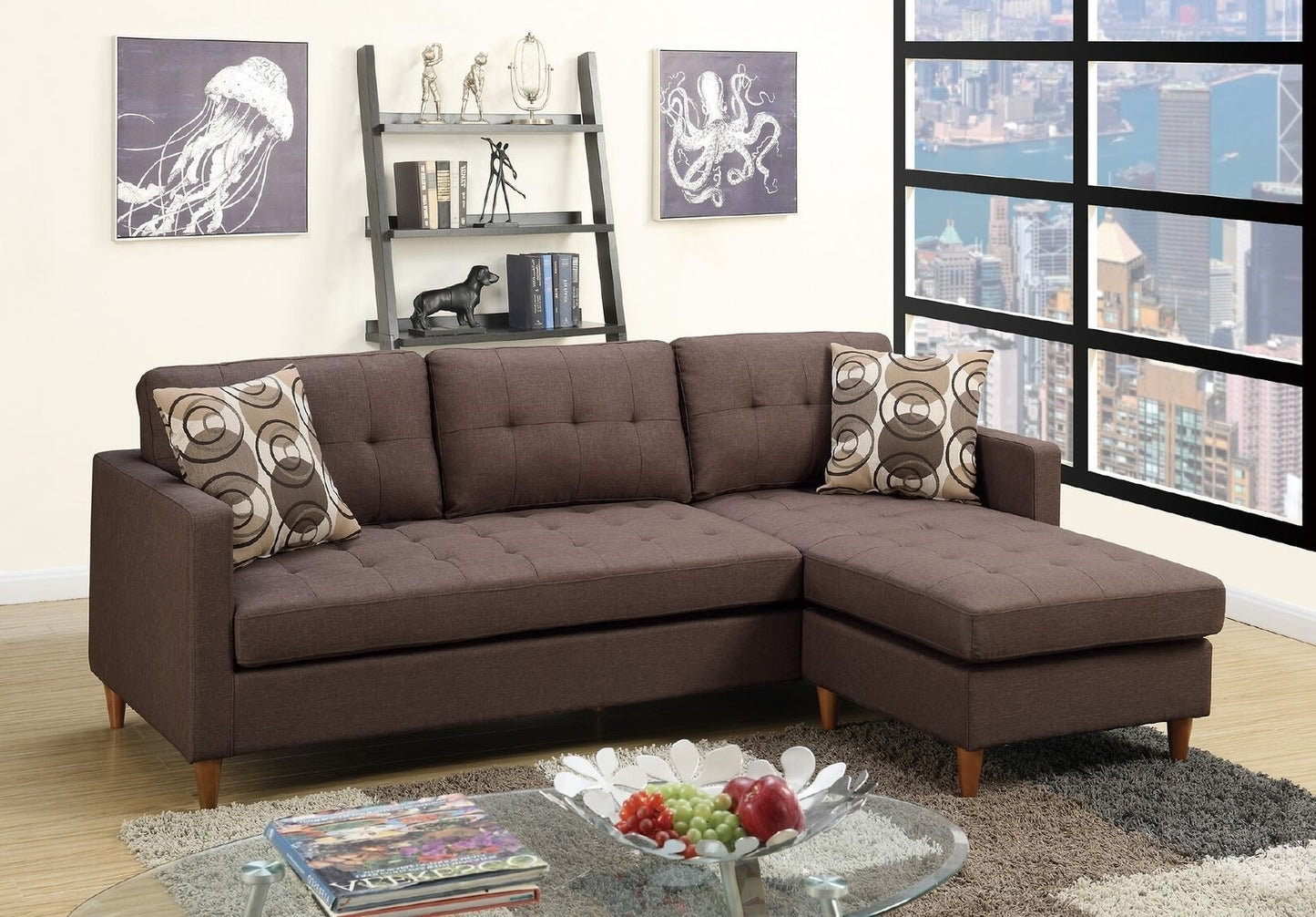 Zara Tufted Back Modular Sectionals Sofa - Chocolate