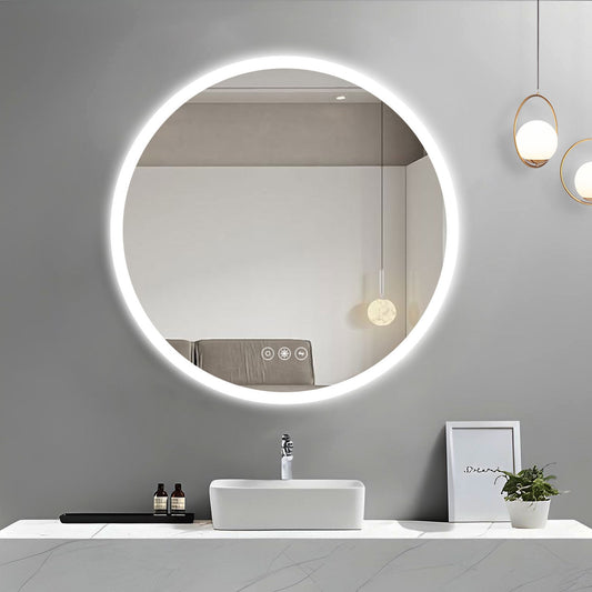 Glowing Reflections: 26-Inch Acrylic LED Round Mirror