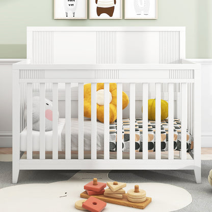 Clean Line Baby Crib Pine Solid Wood Non-Toxic  - White