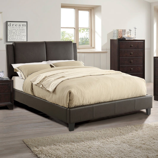 Niki Faux Leather Upholstered California King Size Bed - Brown