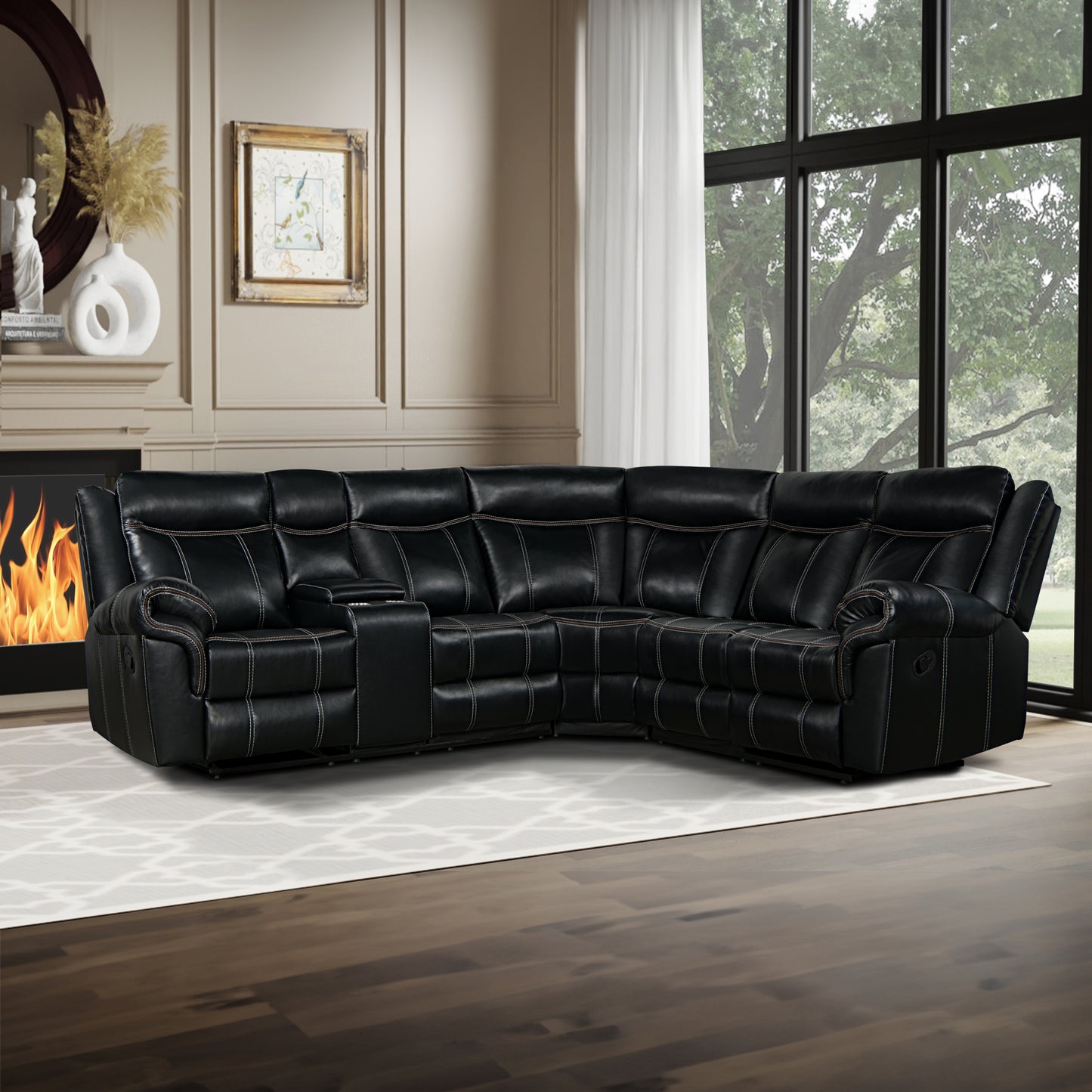 Ainka Sectional Manual Recliner - Black