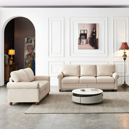 Elegant Comfort Linen Sofa with Storage - Beige