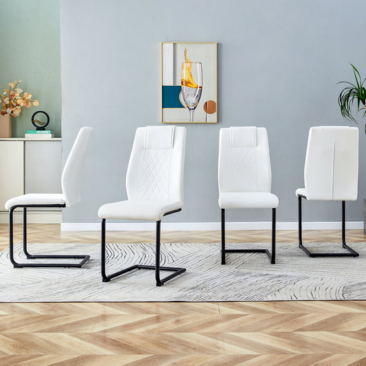 Skye Dining Chair Black Metal Leg (Set of 4) - White