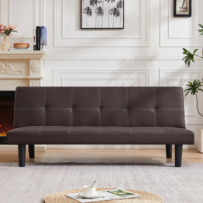 Bruno Black PU Convertible  Sofa Bed - Brown