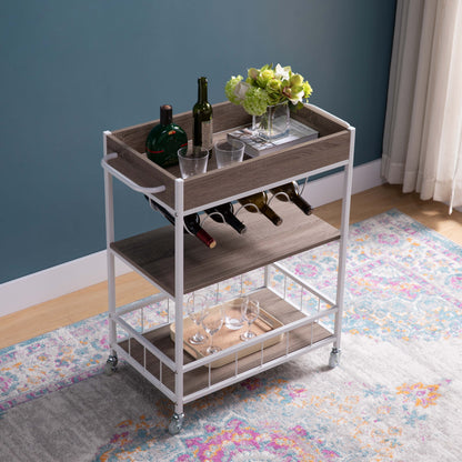 Smart Serve Bar Cart - Dark Taupe & White