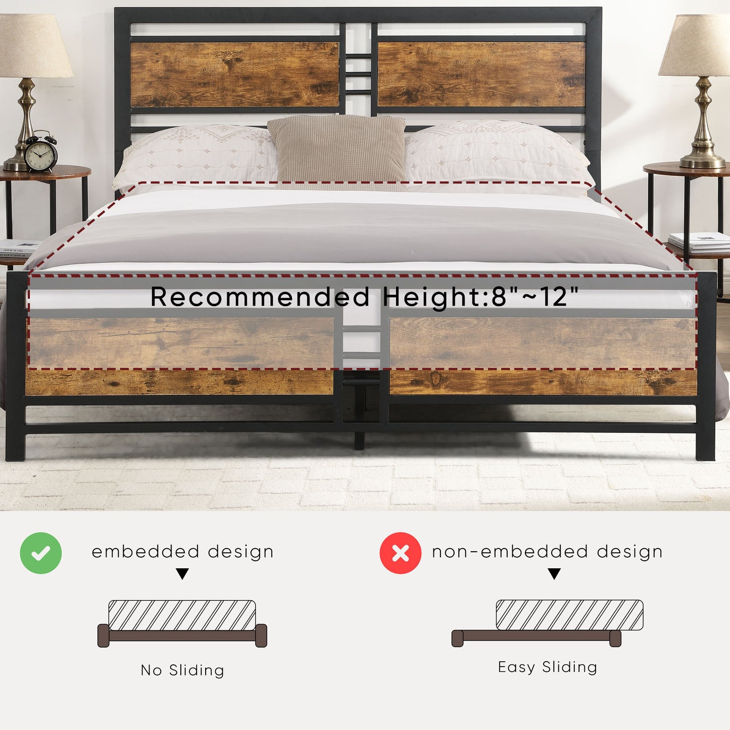 ElevateRest MetalWood Platform Bed