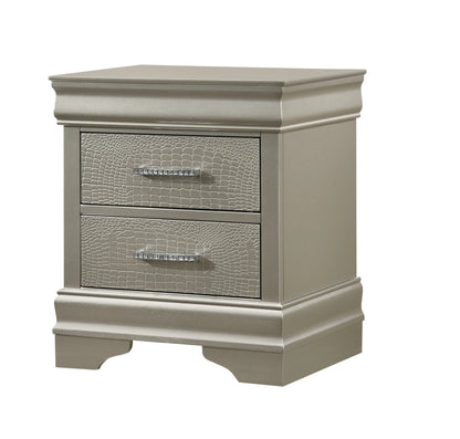 Rex Solid Wood Two Drawers Nightstand - Beige