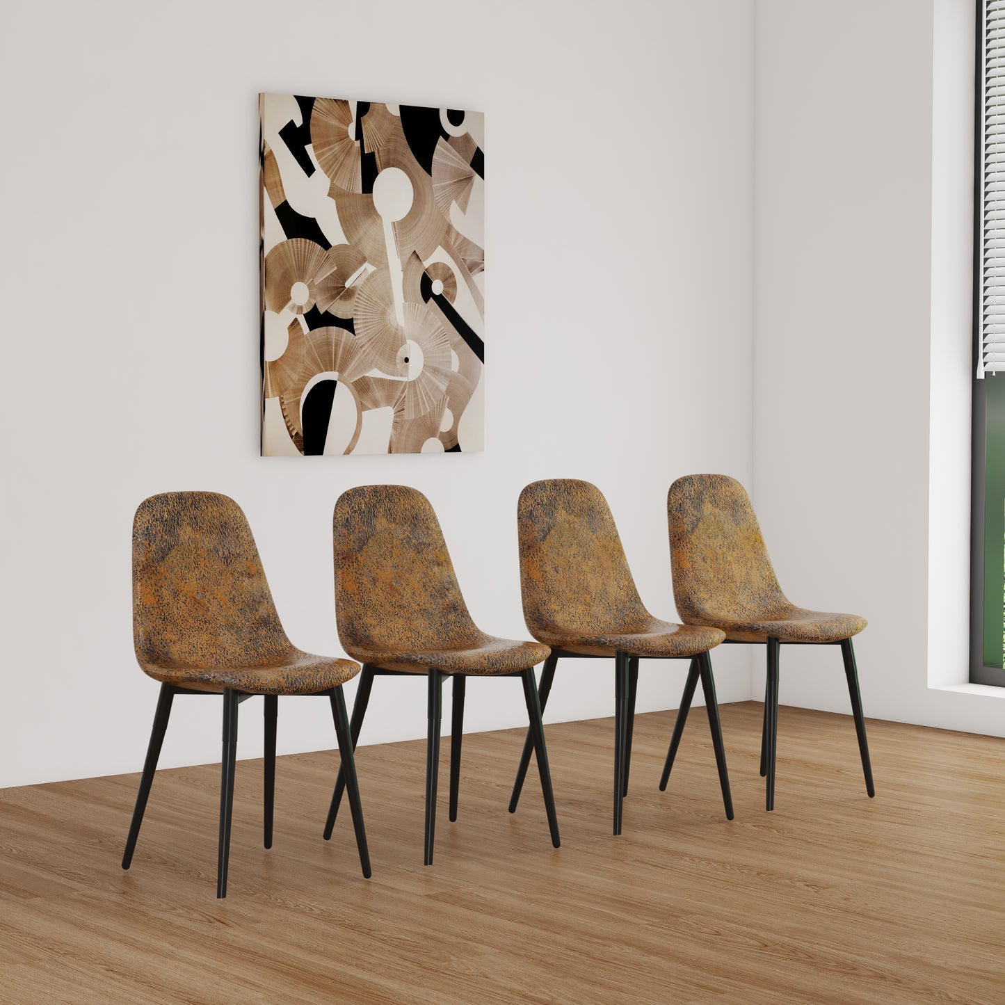 Ona II Suedette Dining Chairs with Black Metal Leg (Set of 2) - Brown