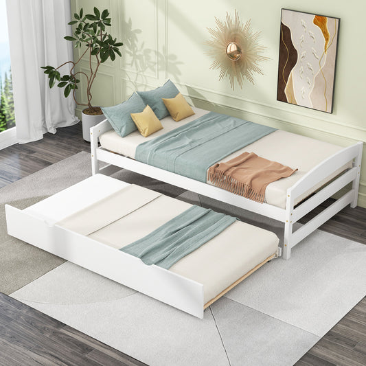 Array Twin Size Daybed with Twin Size Trundle - White