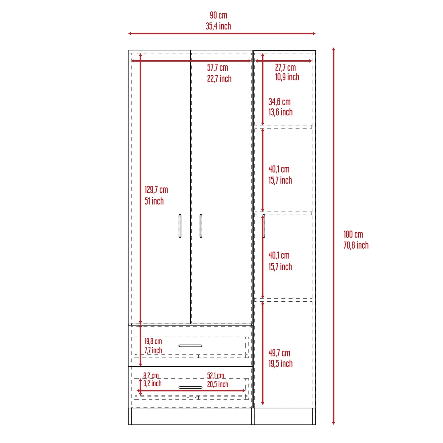 Watson 2-Drawer 3-Door Armoire - Smokey Oak