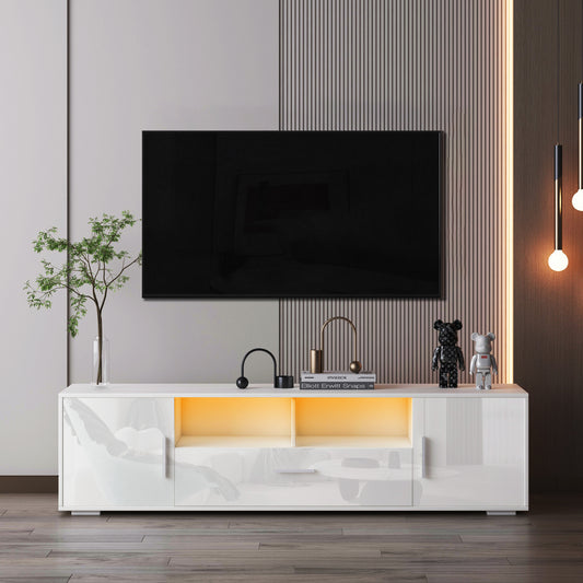 Oasis TV Stand with LED Lights - White