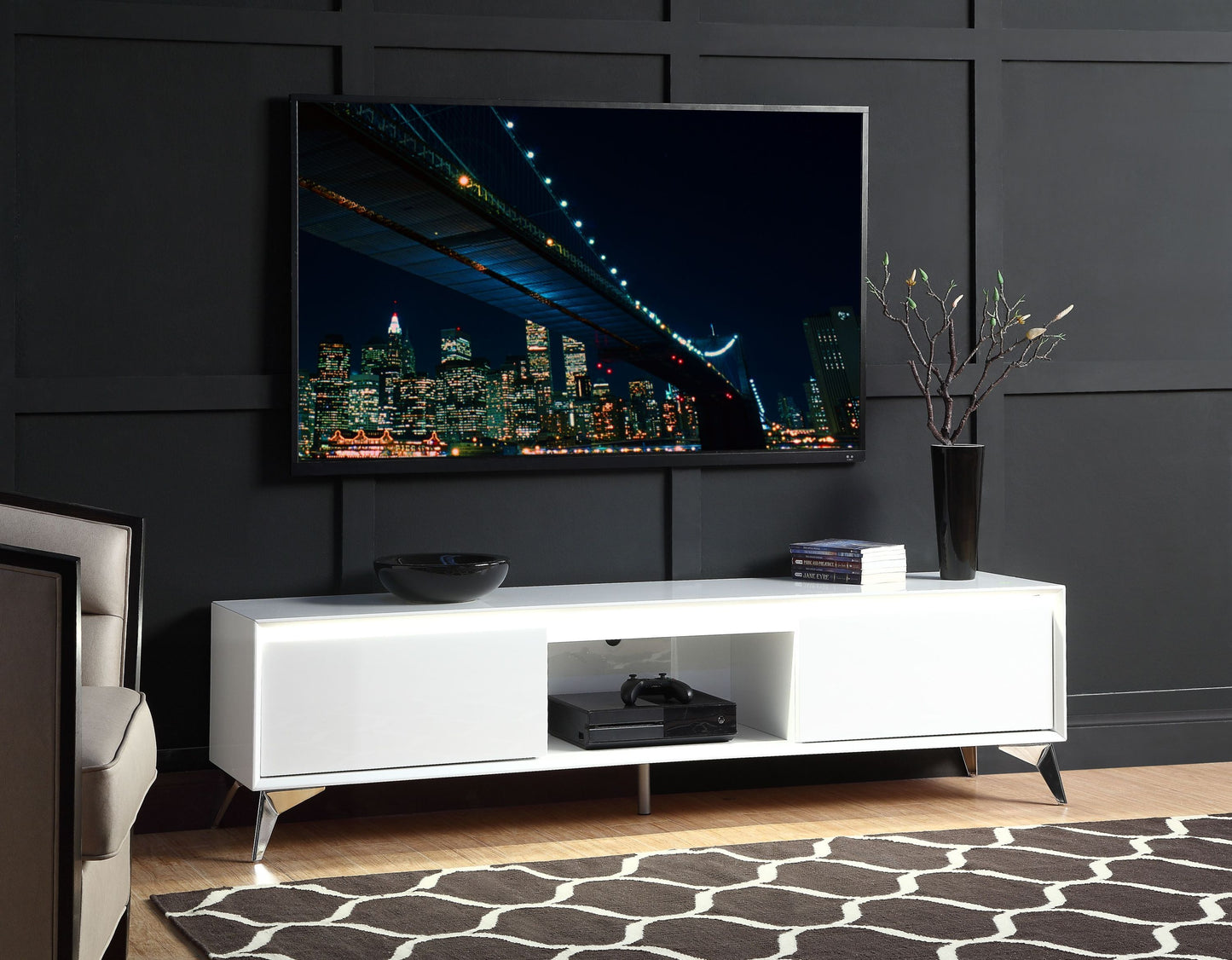 Raceloma TV stand with LED Lights - White