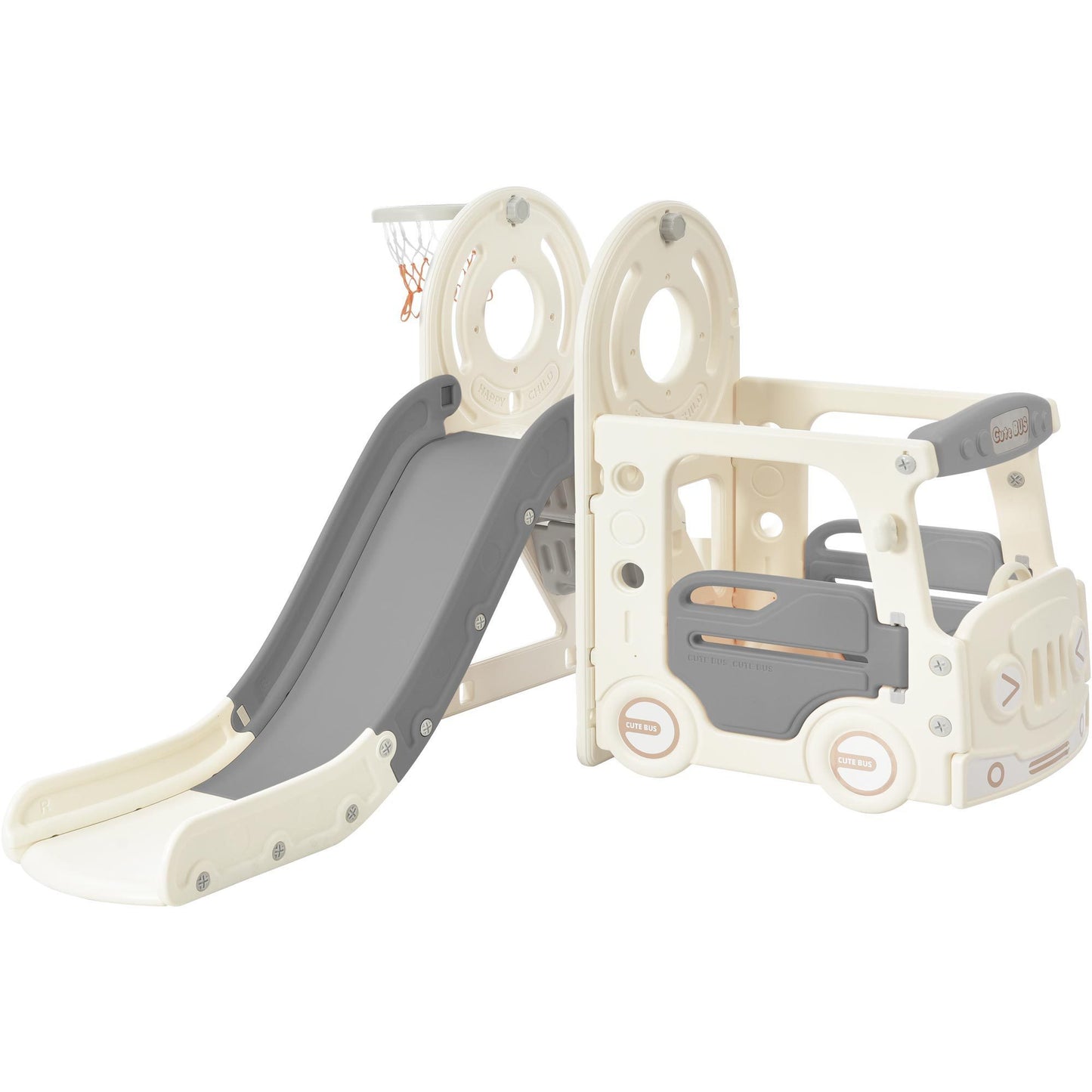 Kids Slide with Bus Play Set - Grey