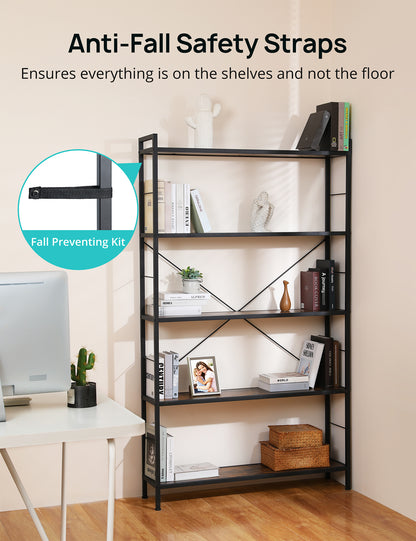 Freestanding Tall Bookcase with Steel Frame