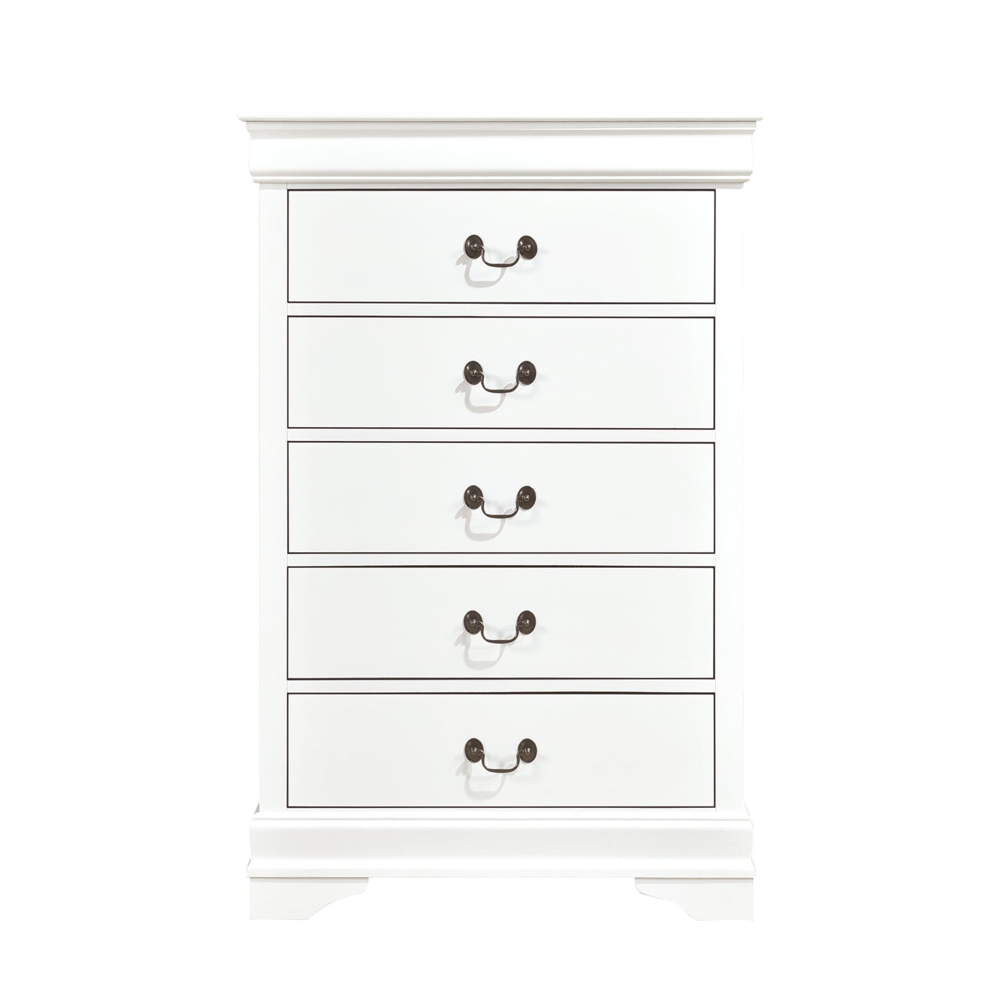 Elegant Heritage 5-Drawer Chest with Antique Drop Handles