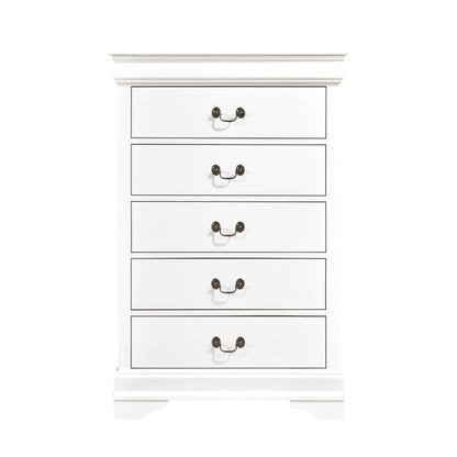 Elegant Heritage 5-Drawer Chest with Antique Drop Handles