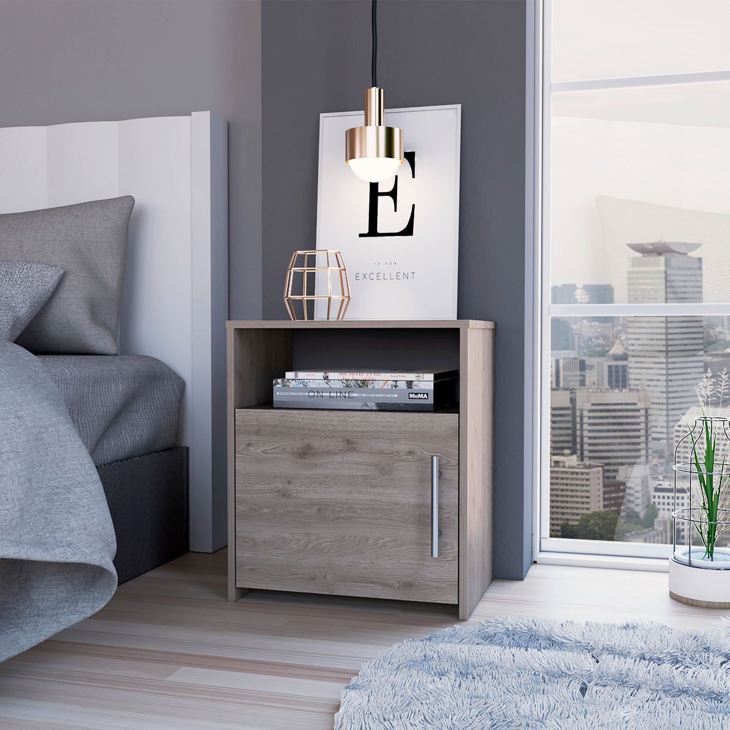 Omaha Nightstand Metal Handle - Gray