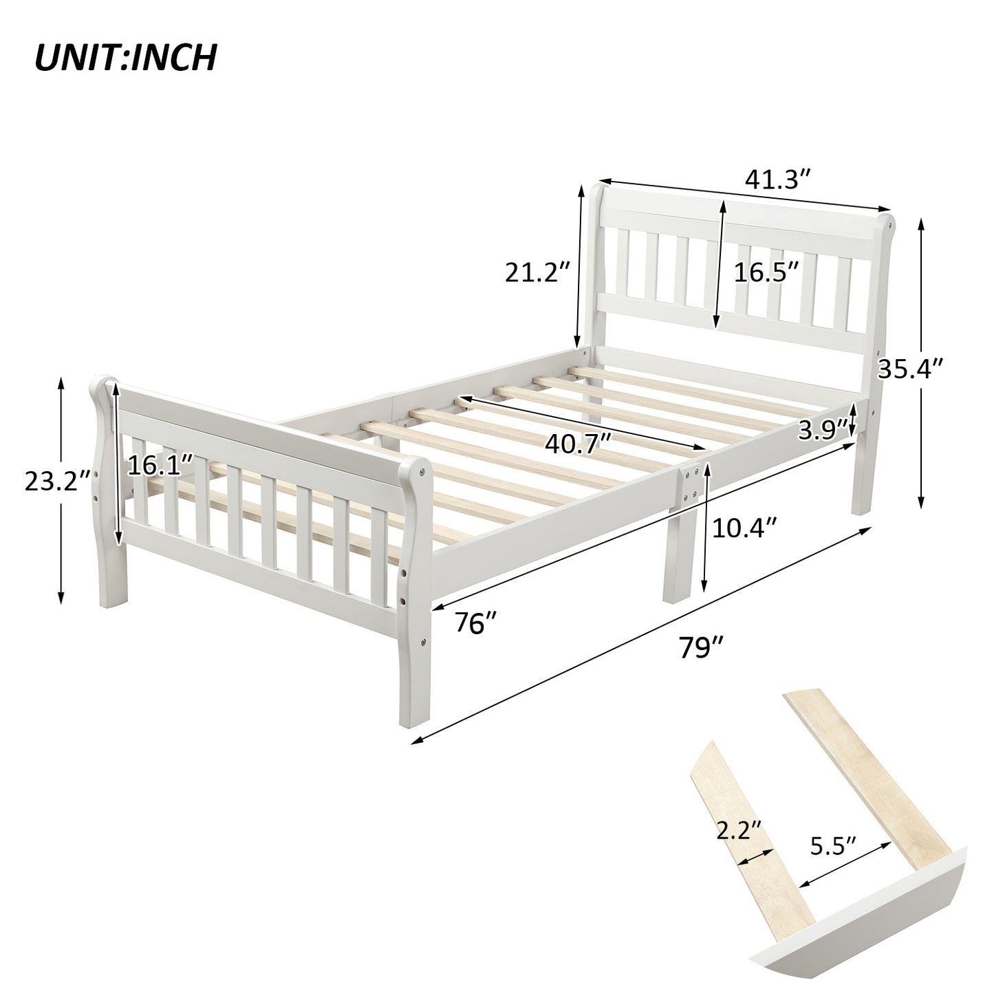 EcoDream Twin Wood Platform Bed