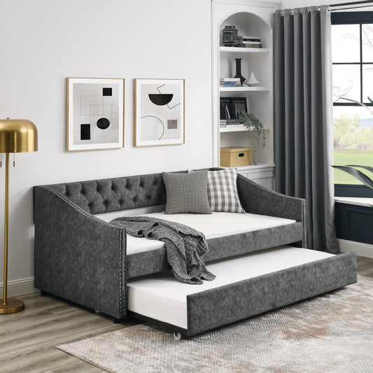 Toya Twin Size Daybed with Twin Size Trundle - Gray