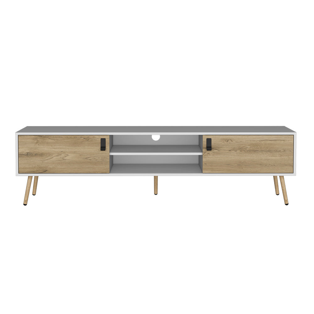 Adena II TV Stand - White/Macadamia