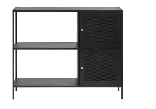 Cabinet with 2 Metal Mesh Doors and Versatile Storage Bookcase