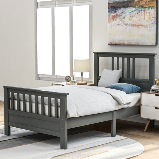 Pica Twin Size Wood Platform Bed - Gray