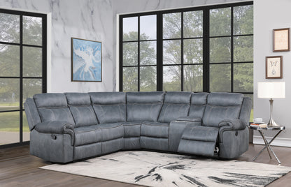 Dollum Velvet Sectional Sofa - Gray